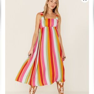 Show me your MuMu Colorful Stripe Halter summer Dress Women XX-Large